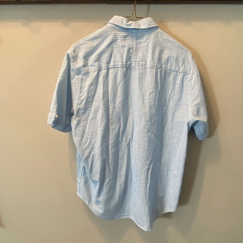 Perry Ellis Light Blue Striped Collared Shirt Medium - Picture 2 of 10